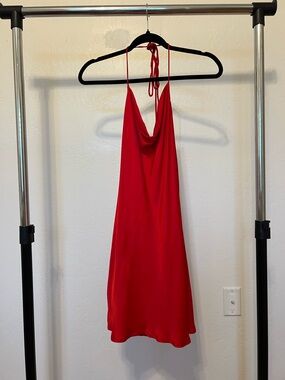 Zara Red Halter Slip Dress